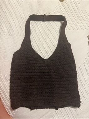 stradivarius Black Knit Halter Camisole